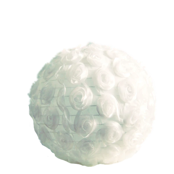 16 inch Rosette White Even Ribbed Fabric Lantern