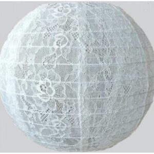 16 inch Vintage Lace White Even Ribbed Fabric Lantern