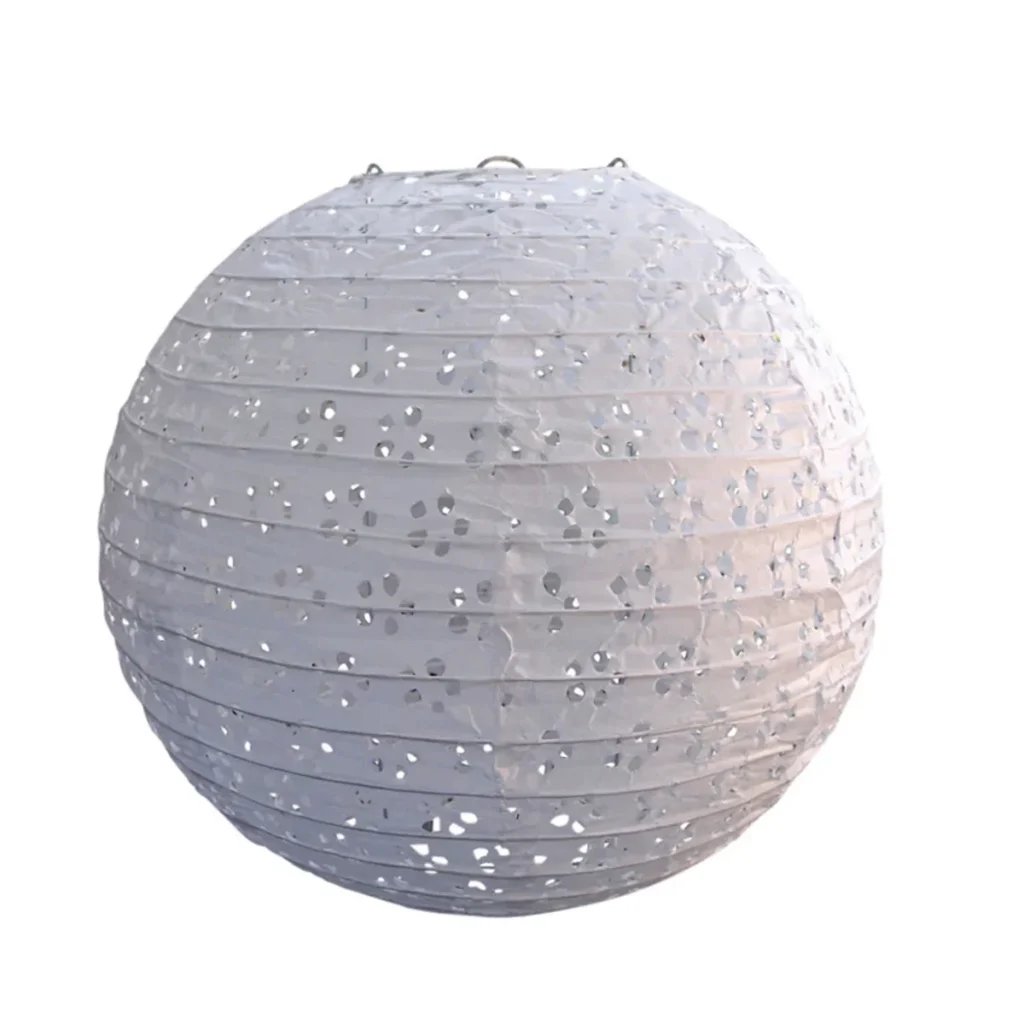 White Eyelet round paper lantern for weddings and parties
